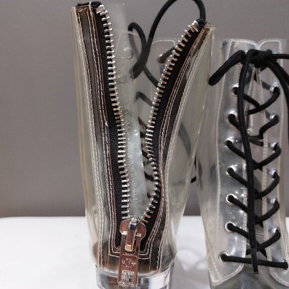 💥KILLER BOOTS!💥DOLLS KILL CURRENT MOOD TRANSPARENT PLATFORM LACE -UP BOOTS - Picture 9 of 16
